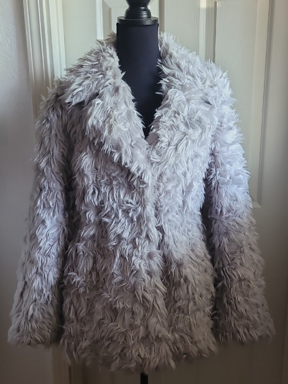 Avec Les Filles Light Gray Teddy Faux Fur Jacket NEW SIZE M SUPER SOFT - Picture 3 of 13
